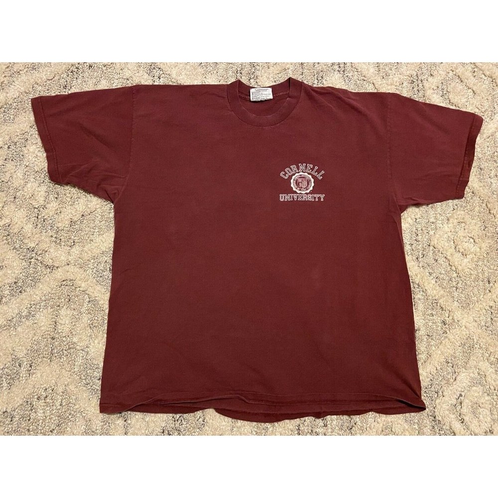 VINTAGE USA Total Cotton Lee CORNELL University College Burgundy T-Shirt XXL